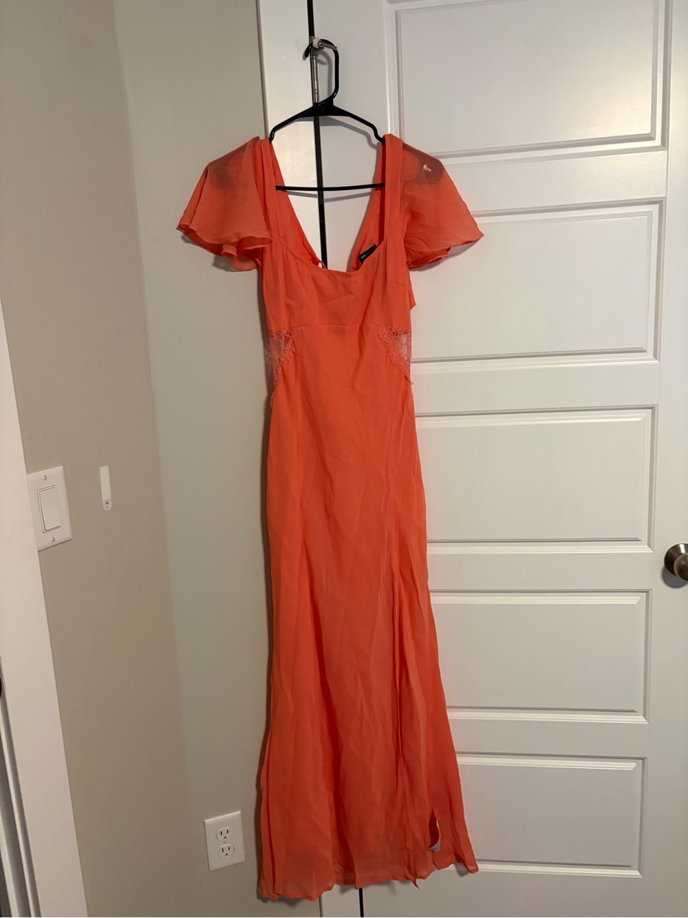 ASOS Coral Maxi Dress with Flutter Sleeves